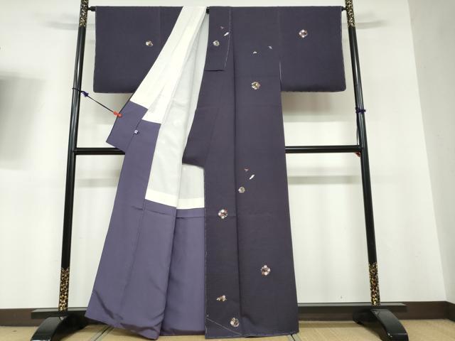 平和屋着物●上質な小紋 総刺繍 草花丸文 金糸 正絹 逸品 未使用 DABF1274ud