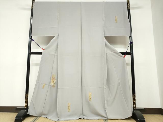 平和屋着物●訪問着 総刺繍 短冊草花文 金糸 仮絵羽 正絹 逸品 未使用 DABF1278ud