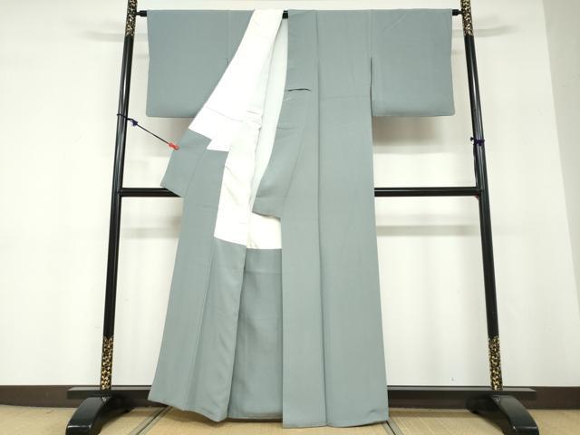 平和屋着物●上質な色無地 錫色 正絹 逸品 DABF1286ud