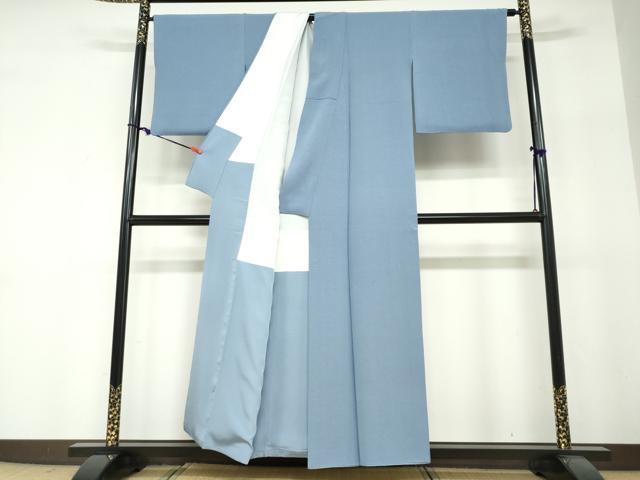 平和屋着物●上質な色無地 紋意匠 青藤色 正絹 逸品 DABF1289ud