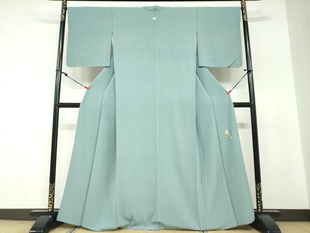 平和屋着物●本草木染作家 瑞鳳 色無地 勿忘草色 正絹 逸品 DABF1290ud