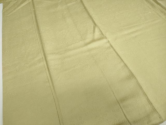 平和屋着物●上質な色無地 草花地紋 枯草色 正絹 逸品 DABF1291ud