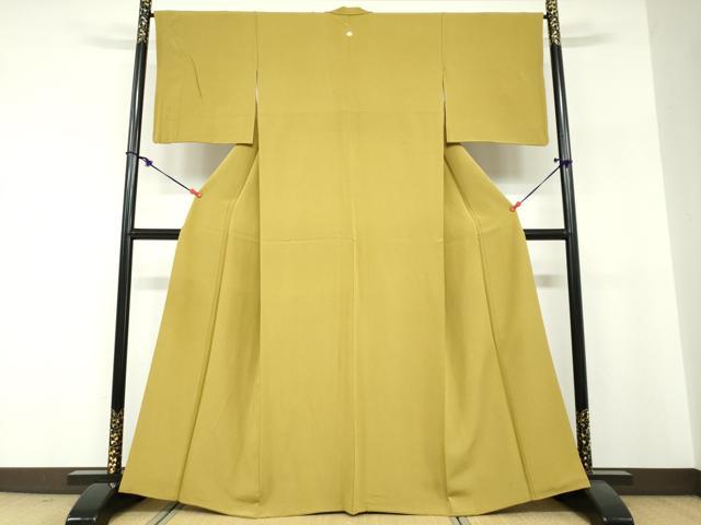 平和屋着物●上質な色無地 芥子色 正絹 逸品 DABF1292ud