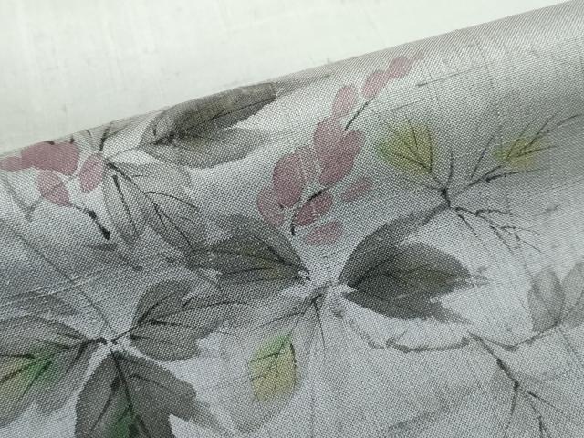 平和屋着物●訪問着 作家物 紬地 手描き 草花文 正絹 逸品 DABF1294ud