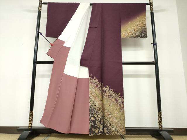 平和屋着物●訪問着 洋花文 暈し染め 金彩 正絹 逸品 DABF1296ud