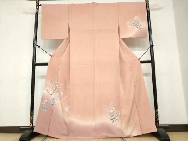 平和屋着物●訪問着 友禅 作家物 枝花文 暈し染め 正絹 逸品 DABF1299ud