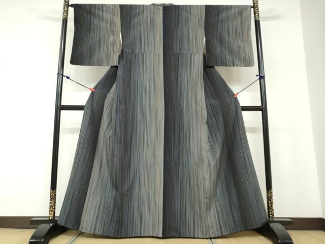 平和屋着物●本塩沢 やまだ織 200色 霞文 正絹 逸品 DABF1300ud
