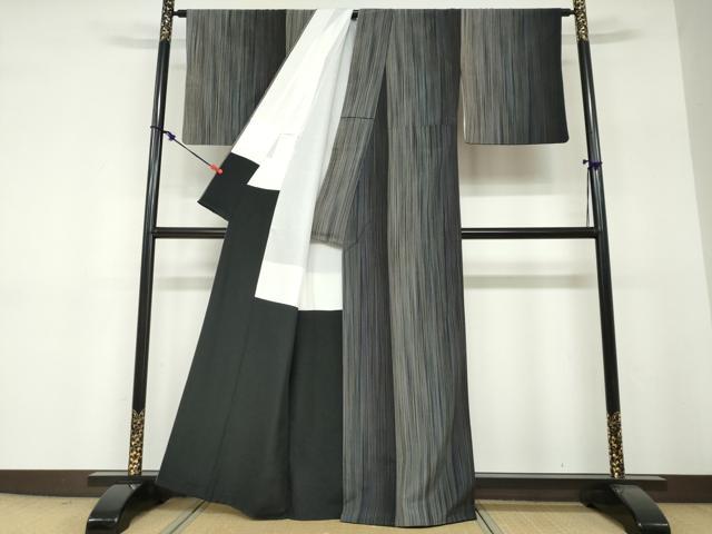 平和屋着物●本塩沢 やまだ織 200色 霞文 正絹 逸品 DABF1300ud