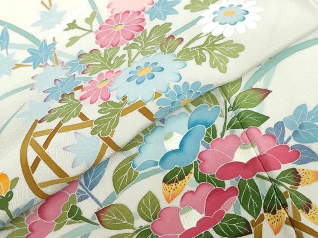 平和屋着物●訪問着 友禅 作家物 花籠文 正絹 逸品 DABF1302ud