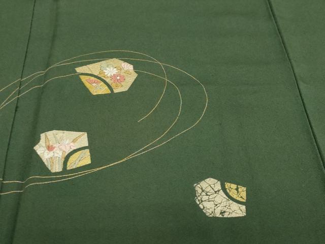 平和屋着物●訪問着 刺繍 草花文 金彩 正絹 逸品 DABF1305ud