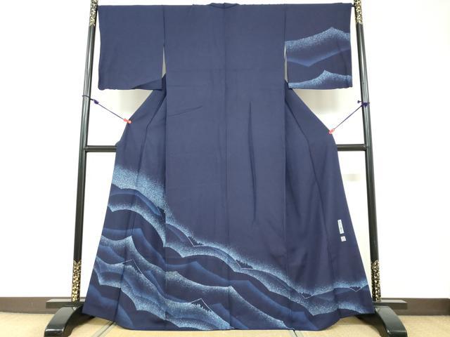 平和屋着物●藍染工房・こんや 全国阿波藍染染織作家協会会員 松本輝夫 訪問着 抽象文様 正絹 逸品 DABF1307ud