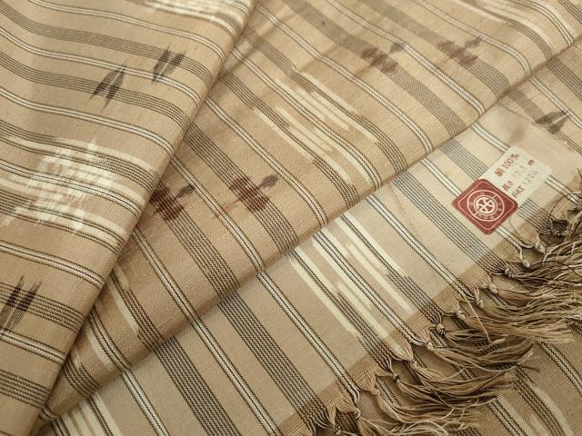 平和屋着物●上質な紬 絣文様 反端付き 正絹 逸品 未使用 DABF1310ud