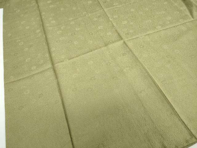 平和屋着物●上質な色無地 花尽くし地紋 海松色 ますいわ屋扱い 正絹 逸品 DABF1311ud