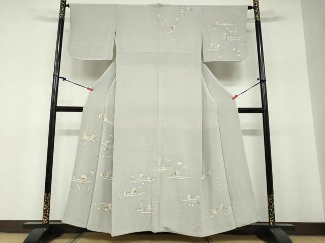 平和屋着物●訪問着 枝花文 鬼しぼ縮緬 高島屋扱い 正絹 逸品 DABF1322ud