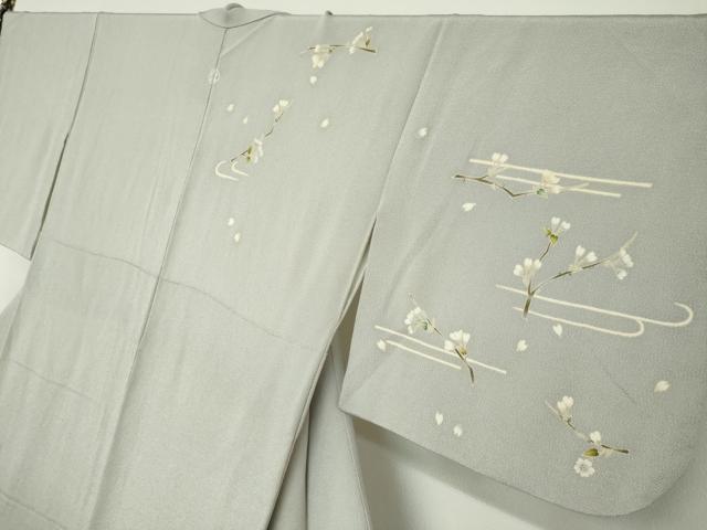 平和屋着物●訪問着 枝花文 鬼しぼ縮緬 高島屋扱い 正絹 逸品 DABF1322ud