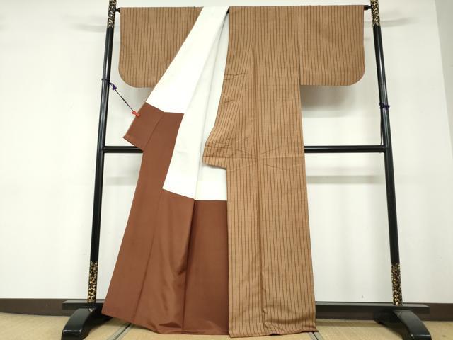 平和屋着物●上質な紬 縞 正絹 逸品 DABF1328ud
