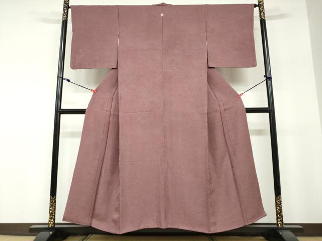 平和屋着物●上質な色無地 流水風景草花地紋 紫鳶色 正絹 逸品 DABF1329ud