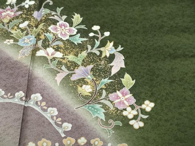 平和屋着物●訪問着 洋花文 暈し染め 金彩 正絹 逸品 DABF1331ud