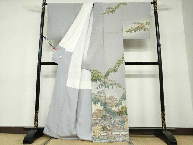 平和屋着物●十日町友禅作家 林静穂 訪問着 人物風景文 暈し染め 正絹 逸品 未使用 DABF1342ud