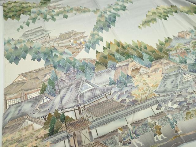 平和屋着物●十日町友禅作家 林静穂 訪問着 人物風景文 暈し染め 正絹 逸品 未使用 DABF1342ud