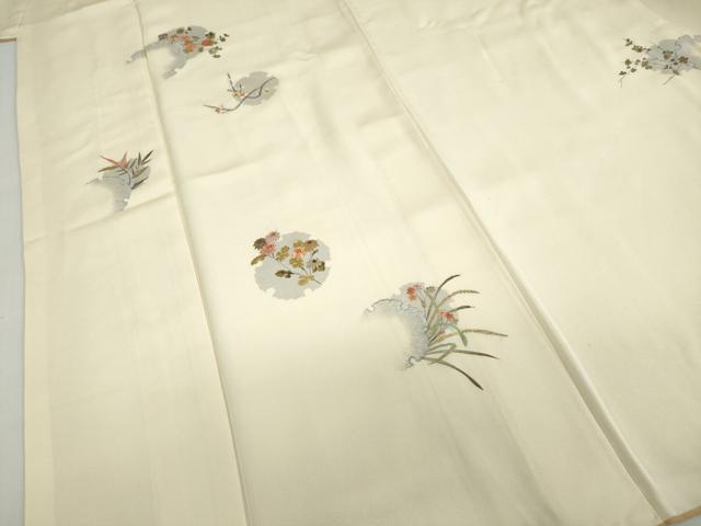 平和屋着物●訪問着 刺繍 雪輪草花文 金銀彩 正絹 逸品 DABF1347ud