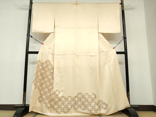 平和屋着物●色留訪問着 駒刺繍 七宝草花文 金彩 正絹 逸品 DABF1348ud