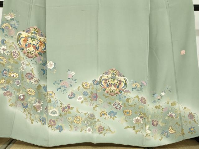 平和屋着物●豪華色留袖 作家物 駒刺繍 向かい鳥洋花文 暈し染め 金彩 正絹 逸品 未使用 DABF1349ud