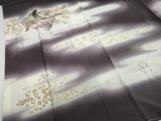 平和屋着物●友禅師・京の名工・伝統工芸士・樽本伊勢蔵 訪問着 女人文 詩歌 暈し染め 金銀彩 正絹 逸品 未使用 DABF1350ud