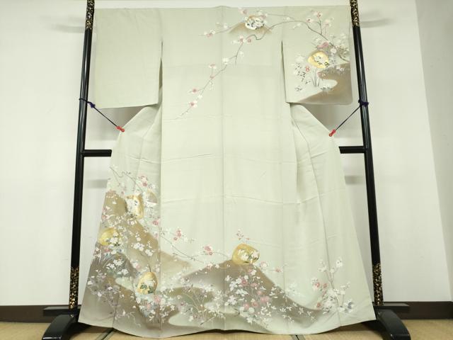 平和屋着物●訪問着 貝合わせ草花文 暈し染め 金銀彩 正絹 逸品 DABF1363ud