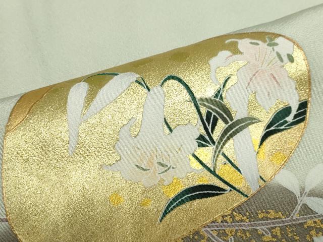 平和屋着物●訪問着 貝合わせ草花文 暈し染め 金銀彩 正絹 逸品 DABF1363ud