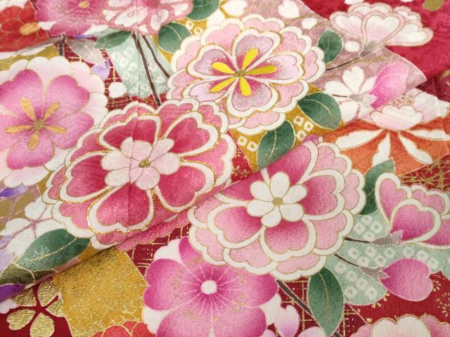 平和屋着物●豪華振袖 駒刺繍 熨斗草花文 暈し染め 金彩 京都きもの友禅扱い 正絹 逸品 DABF1369ud