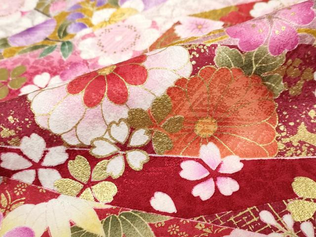 平和屋着物●豪華振袖 駒刺繍 熨斗草花文 暈し染め 金彩 京都きもの友禅扱い 正絹 逸品 DABF1369ud