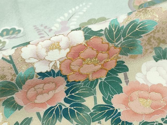 平和屋着物●訪問着 作家物 駒刺繍 雲取り草花文 暈し染め 金彩 正絹 逸品 DABF1370ud