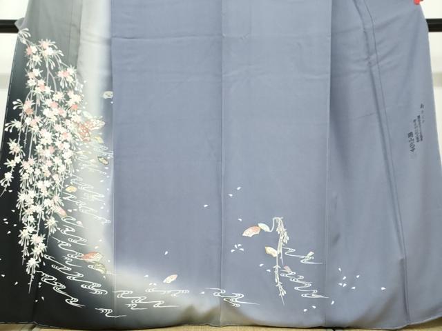 平和屋着物●史上初の女性友禅師 京都府伝統産業優秀技術者 京の名工 岡山武子 訪問着 地紙桜文 暈し染め 金彩 さが美扱い 正絹 DABF1373ud