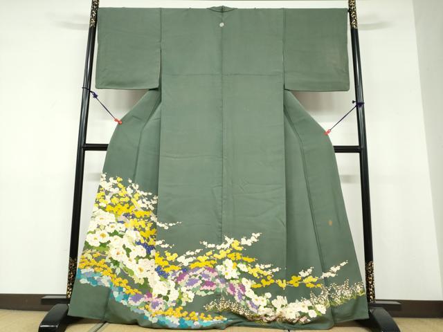 平和屋着物●豪華色留袖 草花文 正絹 逸品 DABF1383ud