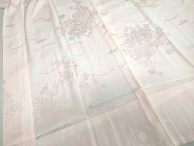 平和屋着物●振袖用長襦袢 無双仕立て 貝桶草花地紋 暈し染め 半衿刺繍 正絹 逸品 DABF1385ud