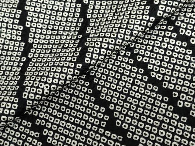 平和屋着物●上質な小紋 総絞り 変わり縞 黒地 正絹 逸品 DABF1391ud