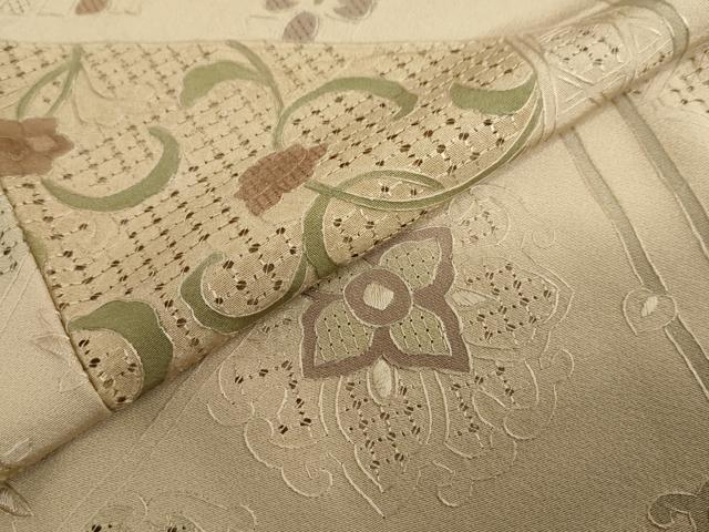 平和屋着物●中国三大刺繍 スワトウ刺繍 汕頭刺繍 総刺繍 小紋 切嵌洋花文 カラー胴裏:空五倍子色 正絹 逸品 DABF1392ud