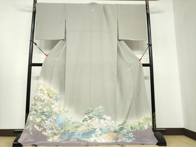 平和屋着物●豪華色留袖 友禅 作家物 風景花文 暈し染め ロング丈 正絹 逸品 未使用 DABF1393ud