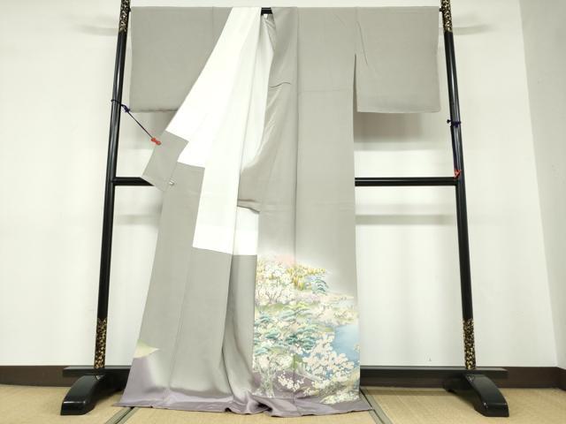 平和屋着物●豪華色留袖 友禅 作家物 風景花文 暈し染め ロング丈 正絹 逸品 未使用 DABF1393ud
