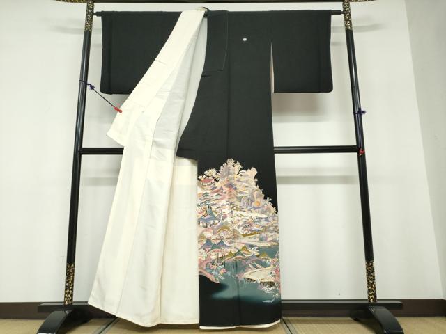 平和屋着物●本加賀友禅作家 村田幸司 黒留袖 人物風景文 暈し染め 正絹 逸品 DABF1400ud