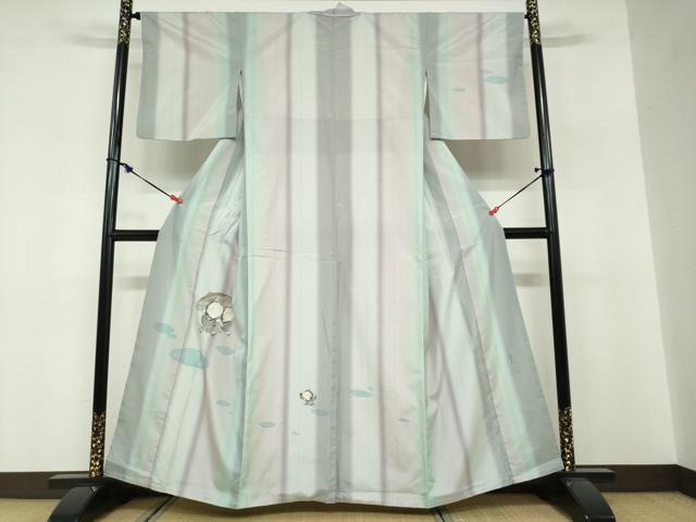 平和屋着物●日本画家 水嶋征夫 本場染大島紬 訪問着 童子遊び 正絹 逸品 DABF1403ud
