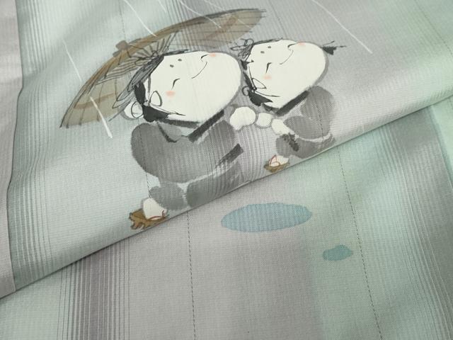 平和屋着物●日本画家 水嶋征夫 本場染大島紬 訪問着 童子遊び 正絹 逸品 DABF1403ud