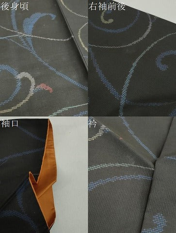 平和屋着物●本場大島紬 9マルキ 唐草文 正絹 逸品 DABF1404ud