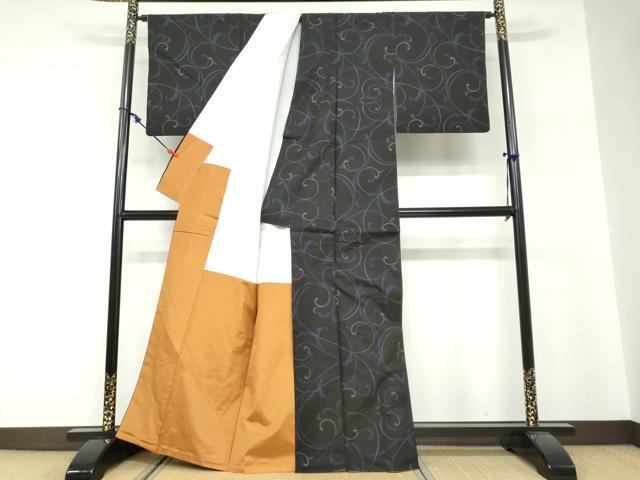 平和屋着物●本場大島紬 9マルキ 唐草文 正絹 逸品 DABF1404ud