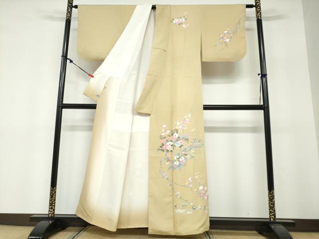 平和屋着物●本加賀友禅作家 岡本幸治 訪問着 草花文 高島屋扱い 正絹 逸品 DABF1405ud