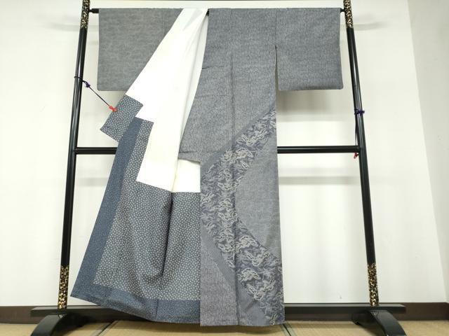 平和屋着物●二代目 川村久太郎 本場縞大島紬 訪問着 草花文 証紙付き 上村絹織物謹製 正絹 逸品 DABF1413ud