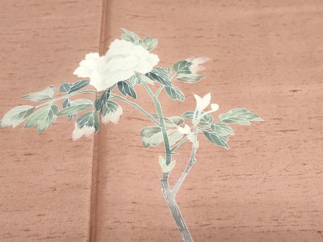 平和屋着物●十日町友禅 女流作家 遠田藤舟 訪問着 紬地 草花文 正絹 逸品 DABF1415ud