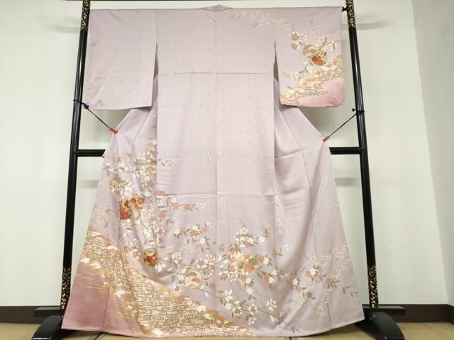 平和屋着物●訪問着 地紙重ね草花丸文 金彩 正絹 逸品 未使用 DABF1416ud