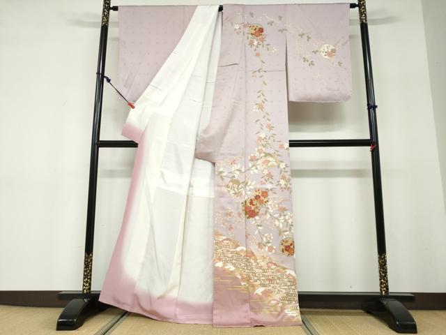 平和屋着物●訪問着 地紙重ね草花丸文 金彩 正絹 逸品 未使用 DABF1416ud
